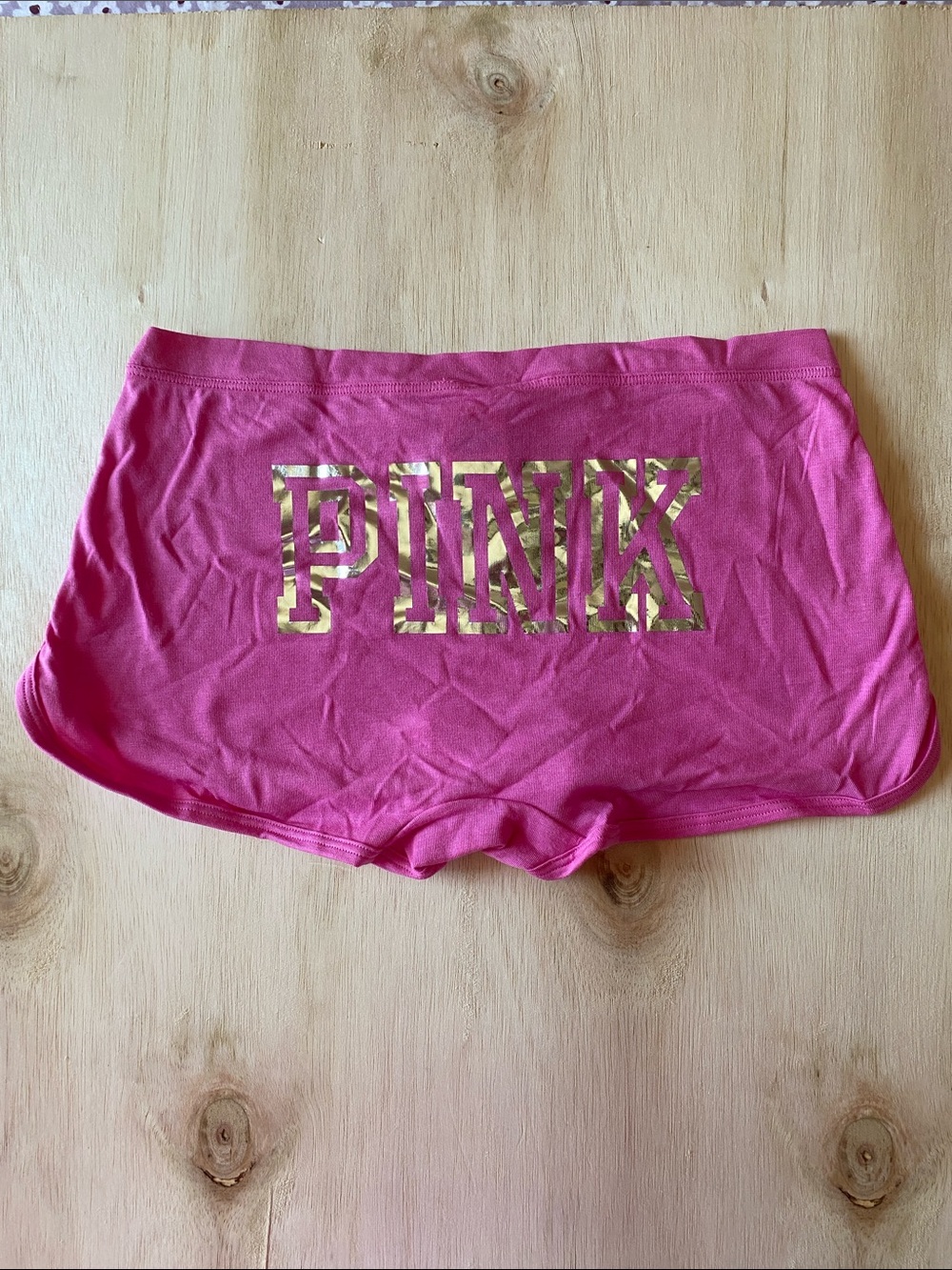 PINK Victoria's Secret Bright Pink Shorts with Silver Foil Logo